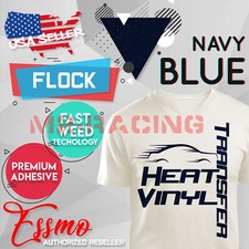 Navy Blue Flock Heat Transfer Vinyl HTV T-Shirt 20" Roll Iron On Heat Press DF11