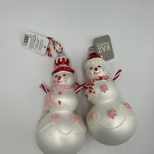 RAZ Imports 6.25" Peppermint Snowman Ornament Candy Shop Set Of 2