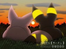 Pokemon anime chickenramenart pok mon espeon umbreon Pad Gaming Mat Desk
