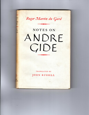 Roger Martin Du Gard NOTES ON ANDRE GIDE 1953 First Edition Hardcover DJ Memoir