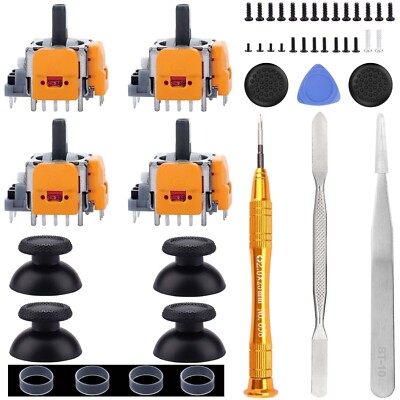 4 Pack Hall-Effect Joysticks Replacement for DualSense PS5 Controller, 3D Ana...