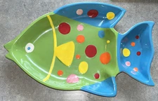 Boston Warehouse Trading Corp Ceramic Colorful Tropical Fish Serving Platter