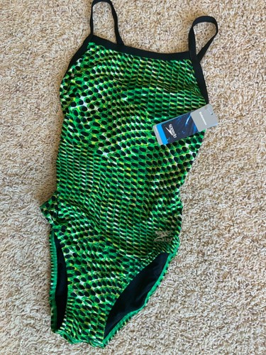 NEW with tags Speedo Endurance Flyback GREEN Sprinter one piece swimsuit 6/32