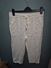Primark Atmosphere Size 12 White Linen Blend Cropped Trousers (125/94/v)