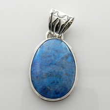 Handmade Blue Denim Lapis Sterling Silver Pendant, DeSantis Jewelry