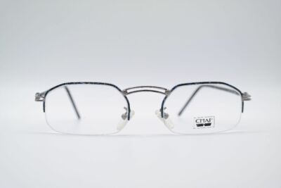 Vintage Chai PN 2 48[]20 135 Blau Schwarz halbrand Brille eyeglasses NOS