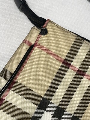 VINTAGE Burberry Bag Beige Nova Check Handbag Y2k 90s Pouchette