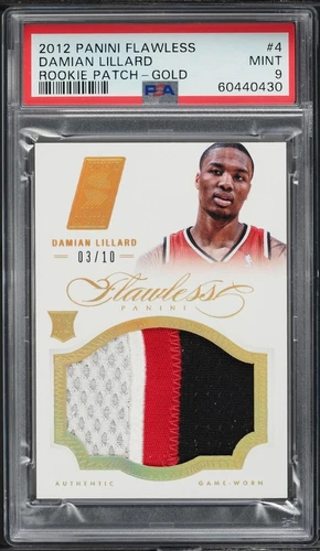 Damian Lillard 2012 Panini Flawless Rookie Game Worn Patch #4 Gold /10 RC PSA 9