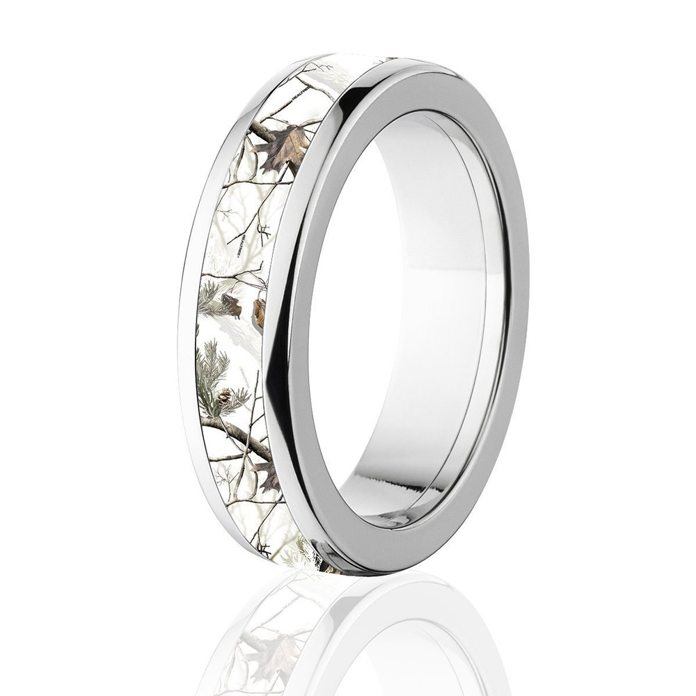 Licensed RealTree AP Snow Titanium Camo Ring with White Camo Bands