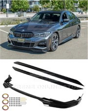 For 19-Up BMW 3-Series M-Sport | GLOSS BLACK Front Lip Splitter & Side Skirts