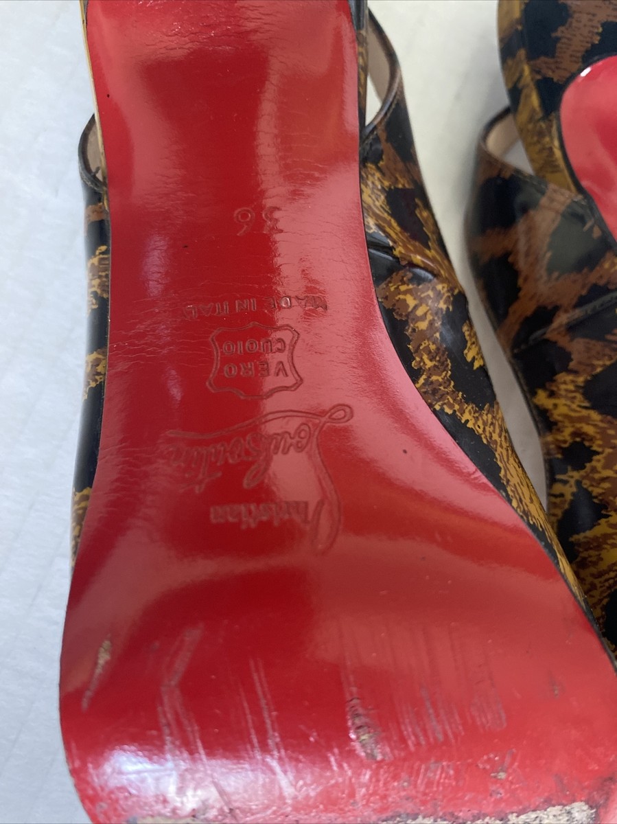 Christian Louboutin Sling Back Peep Toe Cheetah Leopard Print