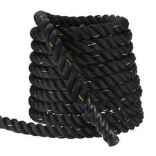 Battle Rope Polyester Heavy Workout Exercise Rope 50ft x 2 Inch, Black Yellow
