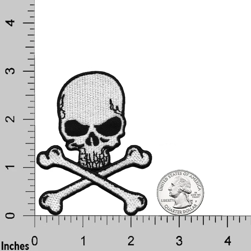 Patches de caveira e ossos cruzados (pacote com 3) apliques bordados de ferro em remendo de caveira - Imagem 3 de 4