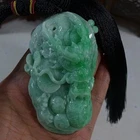 Cert'd Natural Type A Green Jadeite Jade Vintage Big Dragon Pendant Netsuke 5344