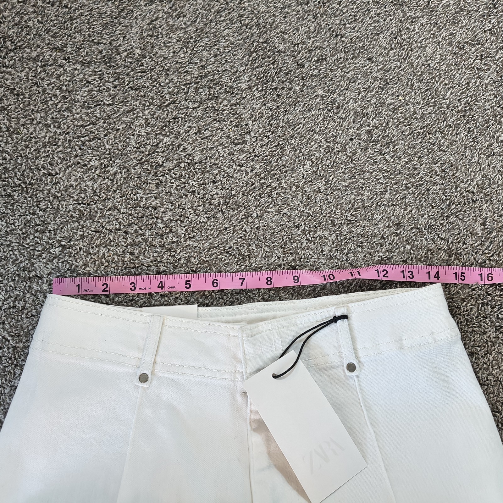 Zara White Wide Leg Tailored Jeans NWT Size 8 thumbnail 7