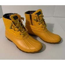 Sperry Saltwater Yellow Quilted Waterproof Duck Boots STS85532 Womens 7