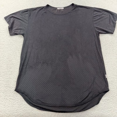 EPTM Mens Dark Gray Perforated Crew Neck T-Shirt Size Large Made in USA