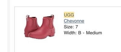 UGG CHEVONNE RIBBON RED WATERPROOF CHELSEA RAIN BOOTS WOMEN'S BOOTS SIZE US 10