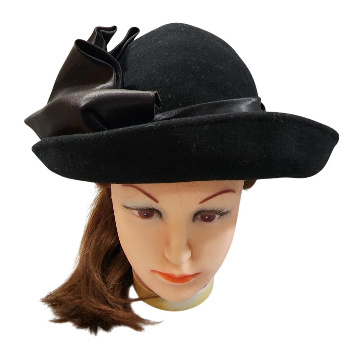 Vtg Georgi By‎ Michael Howard 100% Wool Mink Fur Trim Ivory Formal Hat NWT USA Michael Howard Hat Indiana Women main image 4
