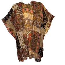 Jessica McClintock Boho Kimono Jacket Paisley Floral Open Front Drape M/L
