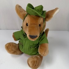 R. Dakin Co. Kangaroo Stuffed Animal Plush Toy 1987 Green Outfit 12"