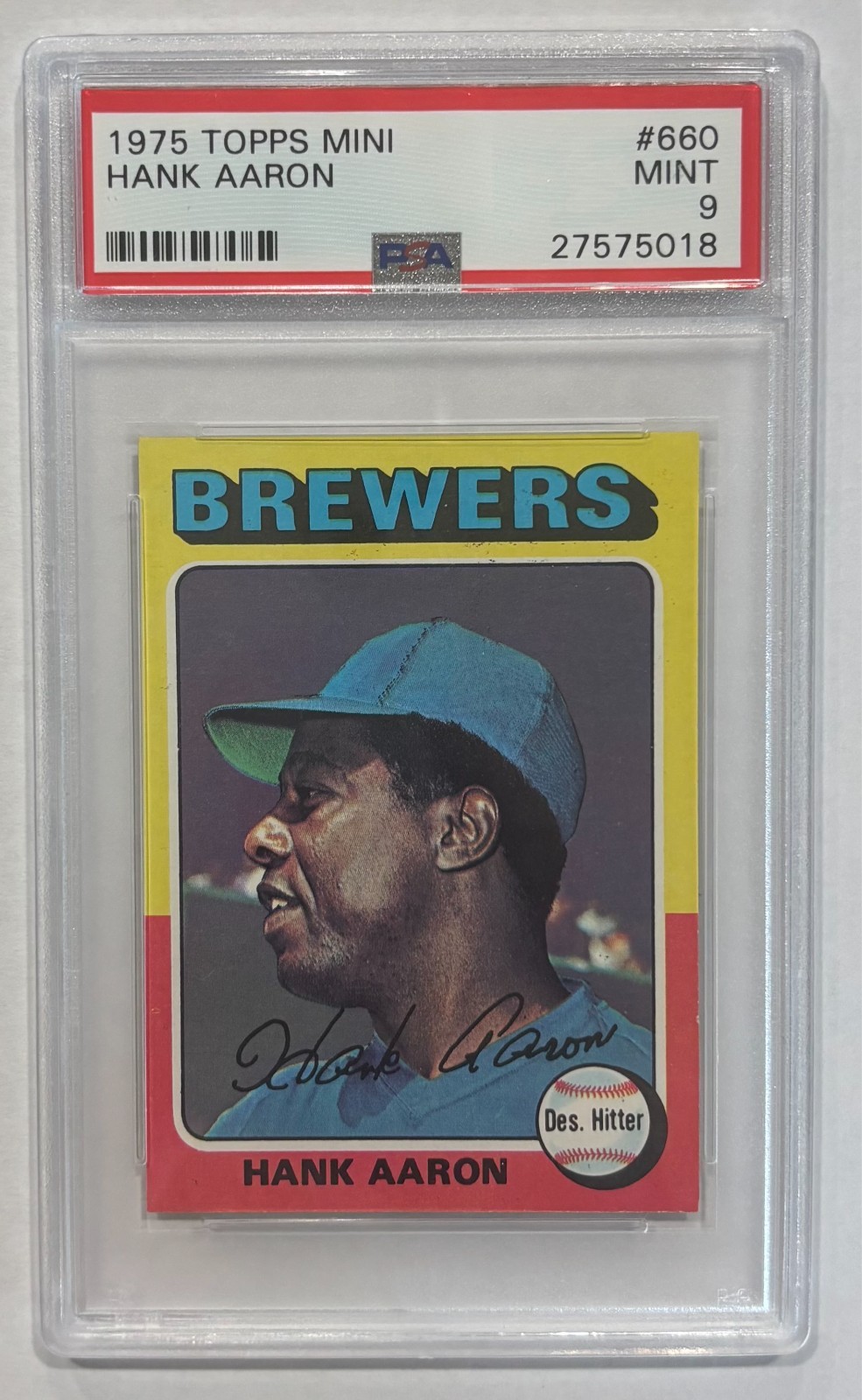 1975 Topps - Hank Aaron #660 PSA 9