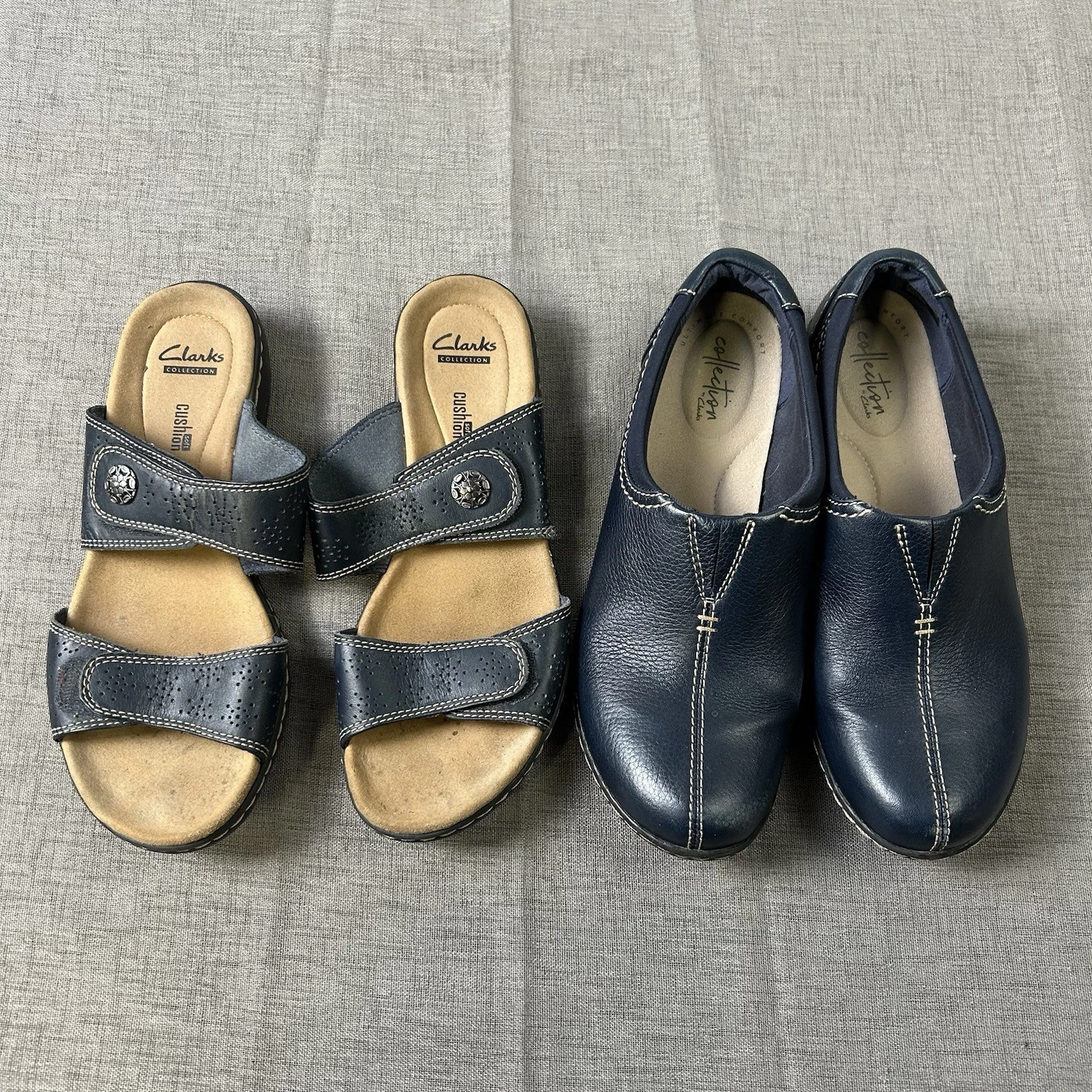 Clarks sandalo donna slide pelle blu taglia 8 8 5 lotto di 2