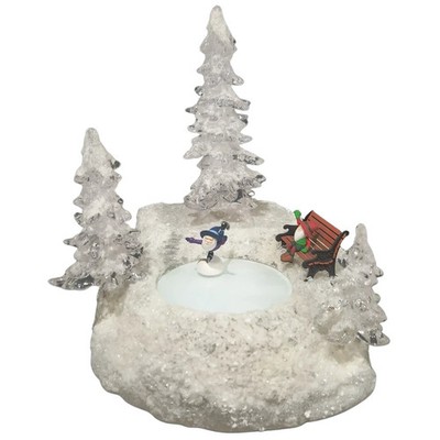Department 56 North Pole Animated Ice & Snow Skating Pond 56867 New H