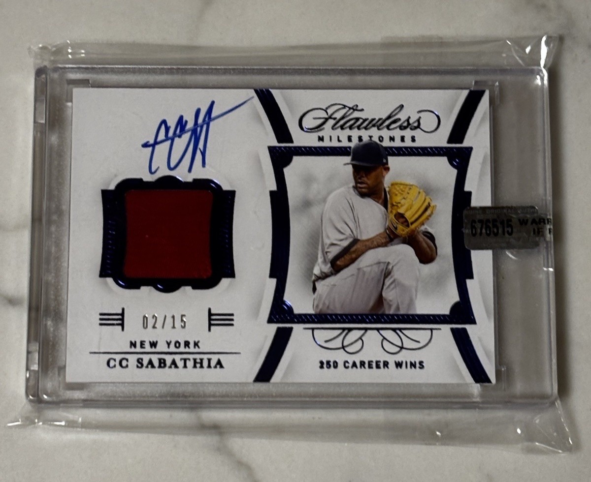 2020 Panini Flawless Milestones C.C. Sabathia #FM-CC #2/15 [Patch/Auto] Yankees