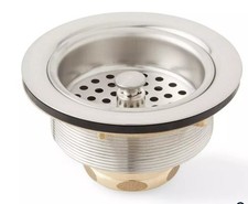 Signature Hardware 3 1/2 in. Brass Basket Strainer with Lift Stopper