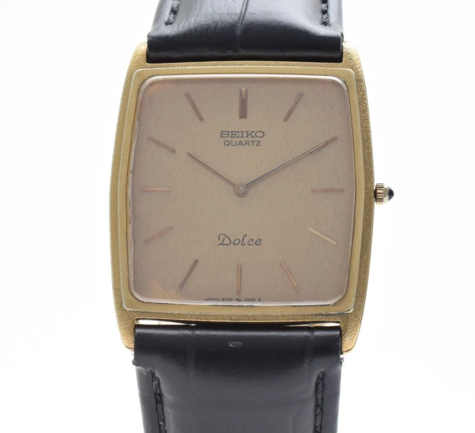 Reloj de cuarzo vintage 1981 [Exc+5] SEIKO Dolce 6730-5180 dorado para hombre de Japón Foto 2 de 4