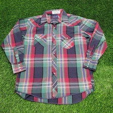 Vintage 80s Wrangler Pearl-Snap Shirt XL 17 24x32 Long-Tails