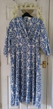 Blue White Floaty Floral Print Midi Maxi Dress 👗 3XL Curve 20 22?