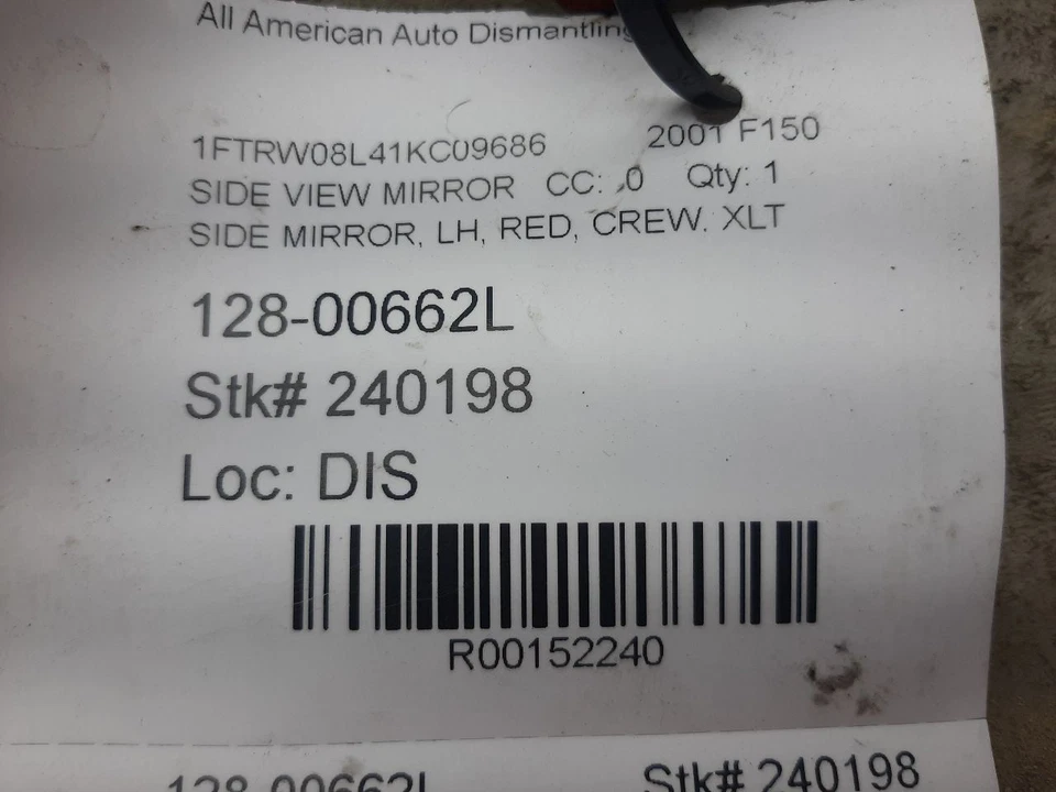 Espejo retrovisor lateral Ford Expedition 1998-2002 eléctrico doble cabina rojo sin calefacción Foto 3 de 4