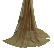 Sushila Vintage Indian Dupatta Pure Georgette Sequins Embroidered Long Stole