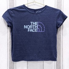 The North Face Shirt Girls Medium 10- 12 Extra Large Crop Top Blue Logo Spellout