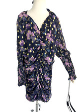 Fashion Nova Navy Ruched Floral Dress Womens 3XL Ultimate Choice Metallic New 