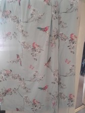 Pair of Dunelm Curtains Beautiful Birds Duck Egg Blue 66" Wide x 54" Drop