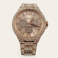 Michael Kors Camille Oversized Pave Rose Gold Glitz Watch MK6961 Box NWOT