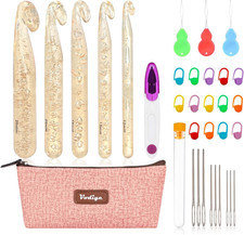 Vodiye 5 Sizes Large Crochet Hooks 12Mm-25Mm, Ergonomic Crochet Hook Set, Transp