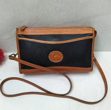 Dooney & Bourke Black Pebbled Leather Zipper Crossbody Bag Vintage Made in USA