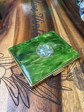 Vintage Bakelite Brass and Jadeite Cigarette Case