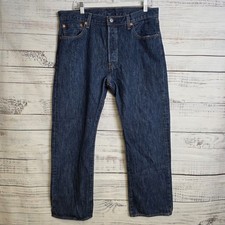 Levis 501 Denim Jeans Men 36x30 Blue Medium Wash Button Fly Straight Leg 2018