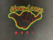 Vintage Size L Hang Loose Maui HI Black Short Sleeve T Shirt Unisex XL