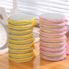 Double Sided Scouring Pads Dish Washing Sponge Kitchen Cleaning Scrubber Tool