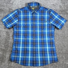Eddie Bauer Shirt Men  s Medium Blue Plaid Travex Performance Lightweight Button