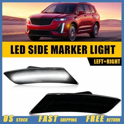 Fit ATS/XT5 Cadillac Chevy White LED Side Marker Lights Lamp Kit Smoked Lens 2x