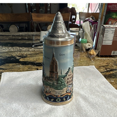 Kleiber Germany Lidded Beer Stein Frankfurt Breweriana German Collectible