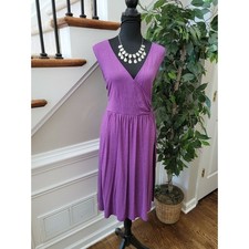 Merona Women's Purple Rayon V-Neck Sleeveless Pleated Knee Length Dress Size 2XL