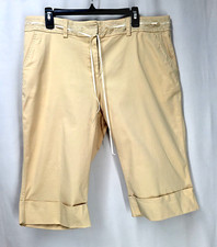 Tommy Hilfiger Austin Fit Cuffed Wide Cropped Stretch Pants Khaki Women's 16 XL